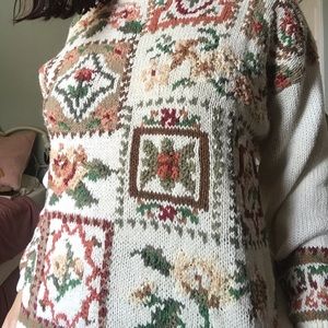 Floral knitted long sweater